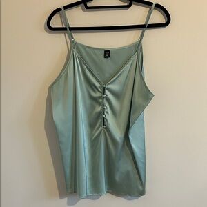 Plus - Satin Button-Front Cami Top - 3X / 18